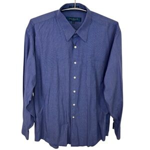 Chas Reed & Co. Men's 100% Cotton Blue Button-Up Collared Dress Shirt